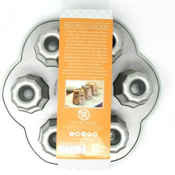 Nordic Ware Cast Bakeware Cookies & Cream Bundt Pan, Silver, 7 Cavity Cookie Pan - Picture 5 of 7
